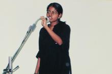 A participant in a Music competition at Saarang 2005