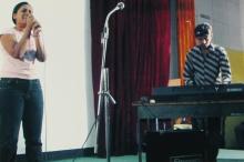 A Music event participant sings during Saarang 2005