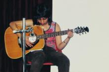 A Music event participant performs during Saarang 2005