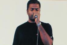 A Music event participant sings during Saarang 2005