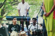 An outdoor music competition at Saarang 2005