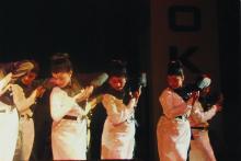 A group performs a dance during Choreo Nite at Saarang, 2005