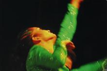 A close-up shot of a dancer mid-step during Choreo Nite, Saarang 2005