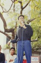 A student on stage, 2003