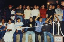 Students at an event at the Open Air Theatre, Saarang 2003