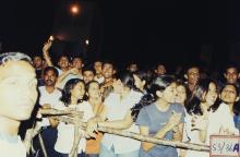 A section of the audience at the Open Air Theatre, Saarang 2003