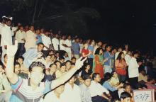 Students photographed at the Open Air Theatre, Saarang 2003