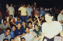 A section of the audience at the Open Air Theatre, Saarang 2003