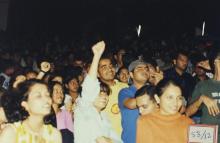 Students at an event at the Open Air Theatre, Saarang 2003