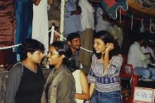 Students enjoying an event at the Open Air Theatre, Saarang 2003