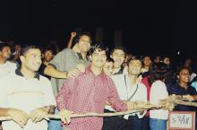 Students enjoying an event at the Open Air Theatre, Saarang 2003