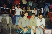 Students photographed at the Open Air Theatre, Saarang 2003