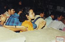 Students enjoying an event at the Open Air Theatre, Saarang 2003