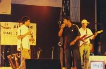 A group stages a performance at Saarang, 2003