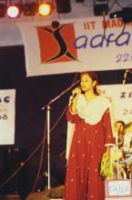 A vocalist performs at Saarang, 2003