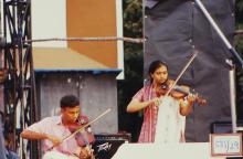 A duo performing at a Saarang event, 2003