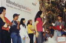 Students participating in a Hutch sponsored event at Saarang 2003