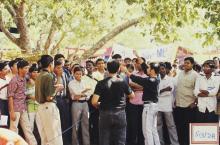 Students participating in an event at Saarang 2003