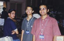Students participating in an art competition at Saarang 2003