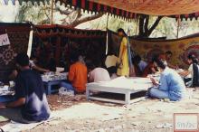Students participating in an art competition at Saarang 2003