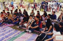 Students participating in an event at KV ground, Saarang 2003