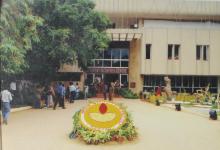 The IIT Madras logo in floral form at the Student Activities Centre (SAC), 41st Convocation, 2004
