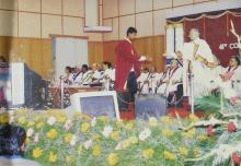 A student receives a degree at the 41st convocation, 2004