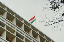 The national flag atop the Administration building, 60th Republic Day (2009)