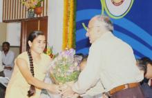 Prof. M. S. Ananth, Director, receives a bouquet of flowers at the 50th Institute Day, 2009