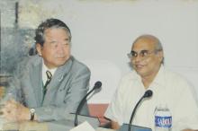 Mr. Hirotaro Yamasaki and Dr. S. Narayanan at the IIT Madras-Kyushu University MoU meeting, 2006
