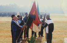 The various Indian Institutes of Technology (IITs) members and flags at the 12th Inter-IIT Staff Sports Meet 2004