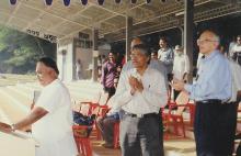 The distinguished guests applaud watching an event at the 12th Inter-IIT Staff Sports Meet 2004