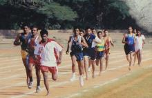 A high jump event underway at the 12th Inter-IIT Staff Sports Meet,  2004