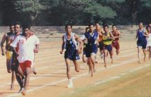A high jump event underway at the 12th Inter-IIT Staff Sports Meet,  2004