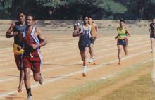 A high jump event in progress at the 12th Inter-IIT Staff Sports Meet,  2004