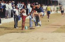 A participant competes in the high jump at the 12th Inter-IIT Staff Sports Meet, 2004