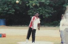 A person participates in discus throw at the 12th Inter-IIT Staff Sports Meet, 2004