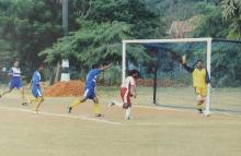 A football match underway at the 12th Inter-IIT Staff Sports Meet, 2004