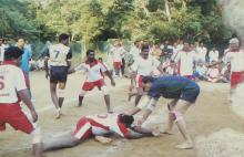 People participate in kabaddi at the 12th Inter-IIT Staff Sports Meet, 2004