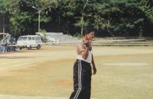 Javelin throw in progress at the 12th Inter-IIT Staff Sports Meet, 2004