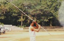 A person participates in javelin throw at the 12th Inter-IIT Staff Sports Meet, 2004
