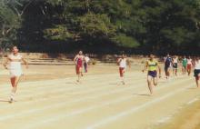 Participants compete in a running event at the 12th Inter-IIT Staff Sports Meet, 2004