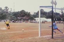 A football match underway at the 12th Inter-IIT Staff Sports Meet, 2004