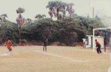 A football match underway at the 12th Inter-IIT Staff Sports Meet, 2004