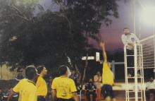 A tennis match in progress at the 12th Inter-IIT Staff Sports Meet, 2004
