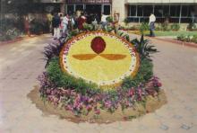 A floral version of the IIT Madras logo for the 42nd Convocation at the Student Activities Centre, 2005