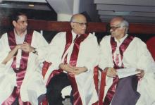 Members of the Institute's faculty in conversation with each other at the 42nd Convocation, 2005