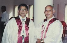 Faculty members pose for a photograph at the 42nd Convocation, 2005