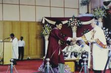 Prof. M. S. Ananth congratulates a student at the 42nd Convocation, 2005