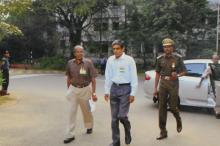 Director Bhaskar Ramamurthi is escorted by Registrar A. Thirunavukkarasu and SFO Narayan Elumalai, 63rd Republic Day (2012)